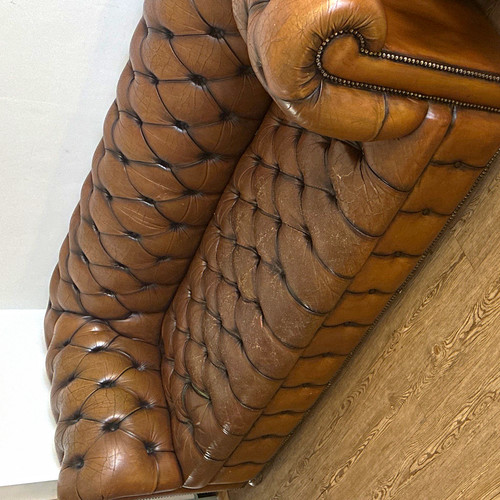 Brown tufted leather - brown,