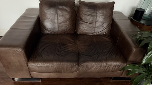 Two seater leather - leather, sofa,