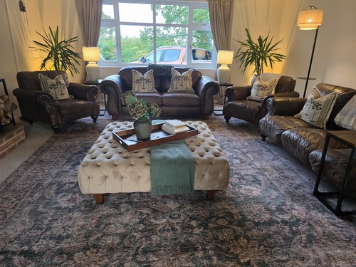Dfs brown leather sofa suite - dfs,