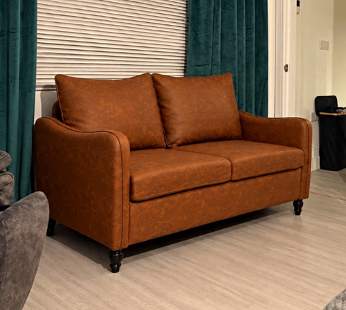 Brown leather seater - brown, 2-seater