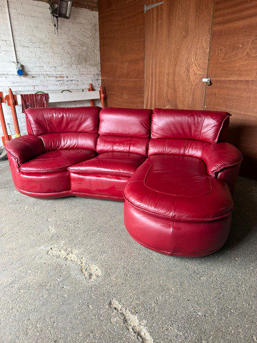 Red leather corner sectional - red,