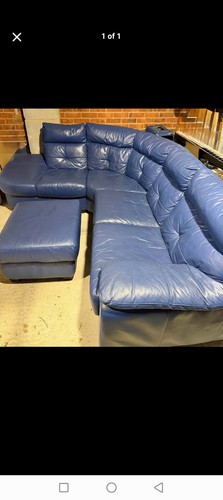 Blue leather seater corner - leather, 5