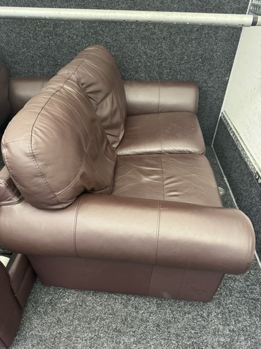 Two brown leather sofa - two, sleeper