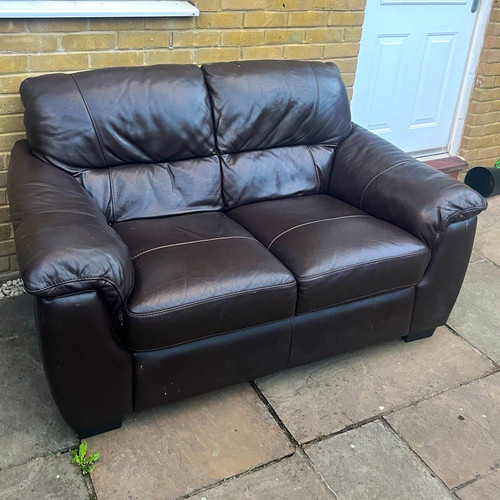 Brown leather seater sofa - leather,