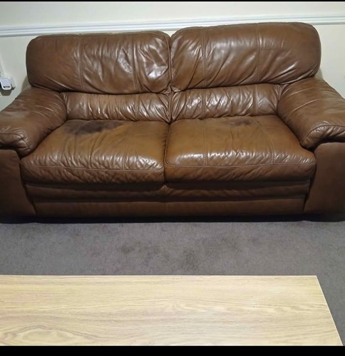 Brown leather seater sofa - brown,