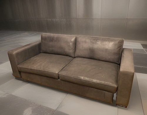 Dark grey boxy leather sofa - boxy,