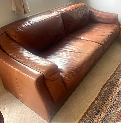 Italian brown leather seater - leather, 3-seater