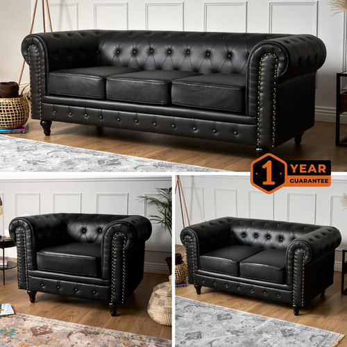 Faux leather chesterfield sofa - faux,