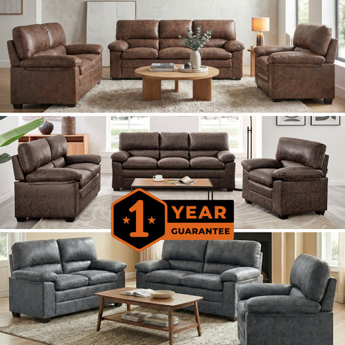 Faux leather sofa suite - sofa,