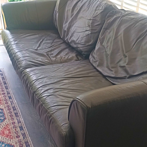 Brown leather sofa - brown,