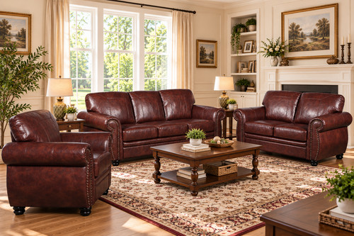 Brown leather seater 2 - leather,