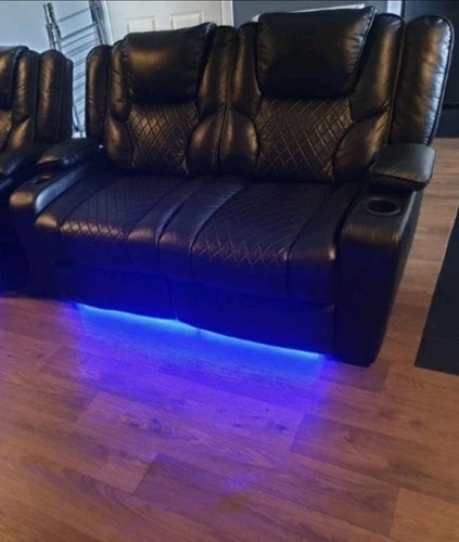 Black leather seater - black,