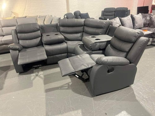 Leather corner recliner with - leather,