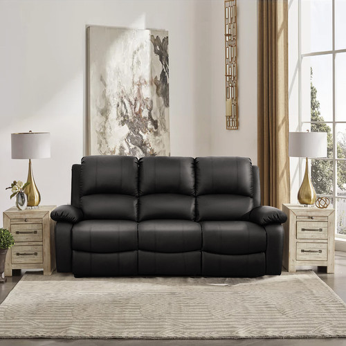 Black leather recliner sofa - leather,