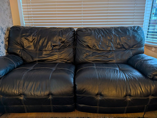 Black leather seater - black,