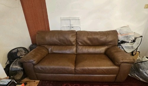 Brown leather seater - 3,