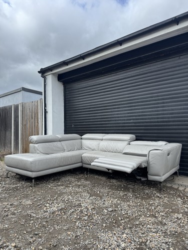 Large grey leather shaped - grey,