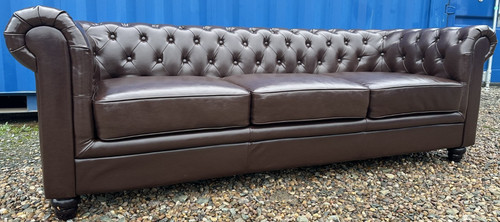 Brown leather chesterfield - brown,