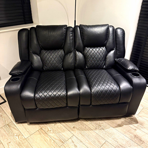Black leather seater - black, 2