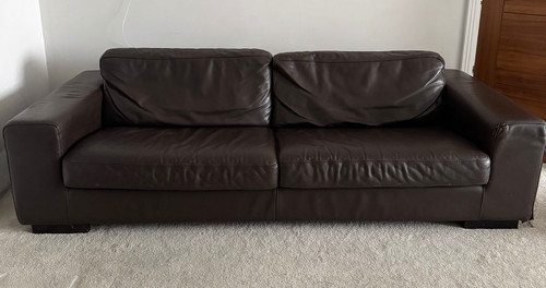 Brown leather sofa - sofa, seater