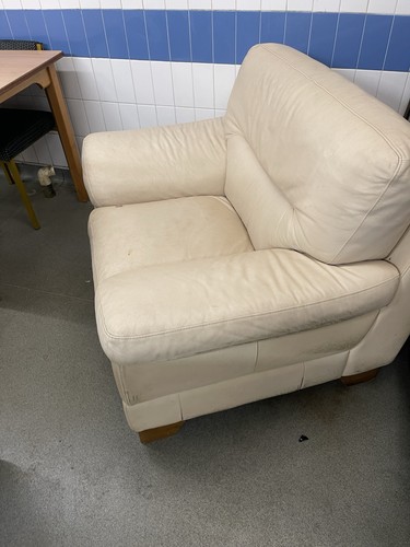 Cream leather seater sofa - leather, &