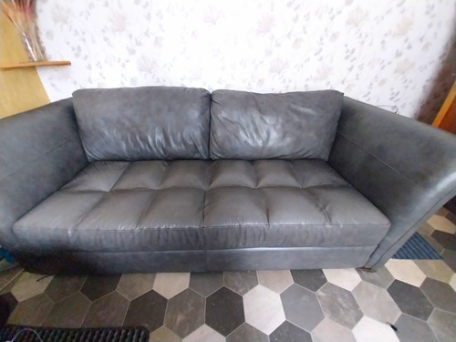 Grey leather sofa 2 - grey,