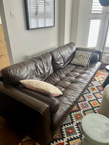 Brown leather seater sofa - leather,